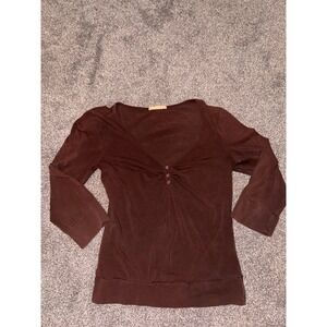 Forever 21 Women's Brown Half-Sleeve Shirt -‎ Medium